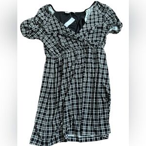 NWT LOFT Black and White Midi Dress with Empire Waist